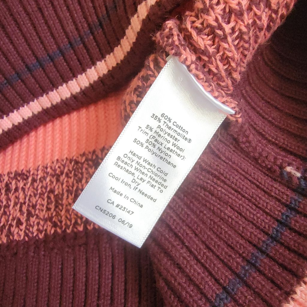 Talbots Textured Stripe Thermolite Sweater Elbow Patches Outdoor Womens Medium - Picture 3 of 5